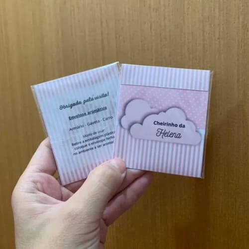 Lembrancinha Maternidade Sachê Aromático Gaveta Nuvem Rosa