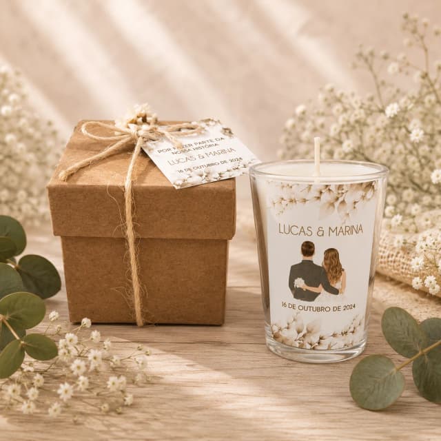 20 unidades Vela Aromática no Copo Lembrancinha Personalizada Batizado,Casamento, Aniversario e etc. Fazemos Qualquer Tema