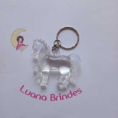 Chaveiro Cavalo de Acrílico Transparente 5cm Pct 2 Unidadade