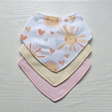 Kit 3 Babadores Bandana Premium para bebê - Solzinho
