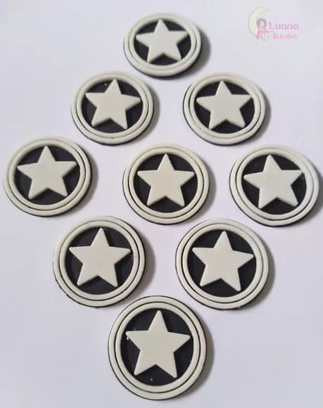 Aplique Símbolo Estrela de borracha - pct c/8 unid