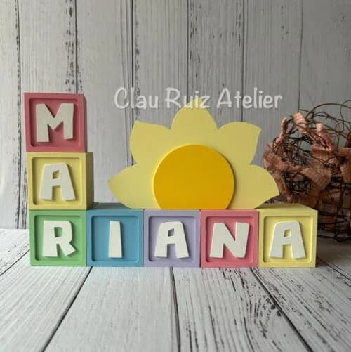 Sol Decoração Bebê - Cubos 6x6cm Candy Ts