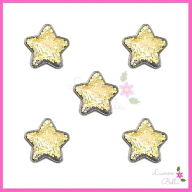 Aplique Estrela Com Enchimento Amarelo - Pct c/6 unds