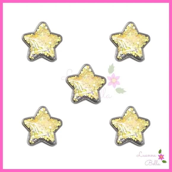 Aplique Estrela Com Enchimento Amarelo - Pct c/6 unds