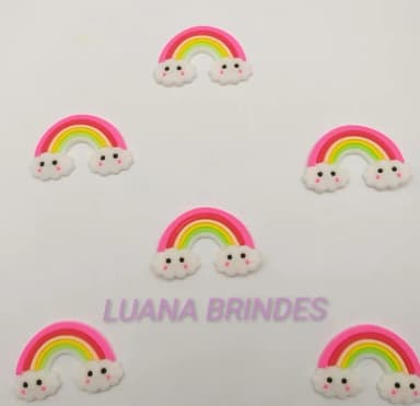Aplique de Arco-íris Emborrachado com carinha -pct c/10 unid