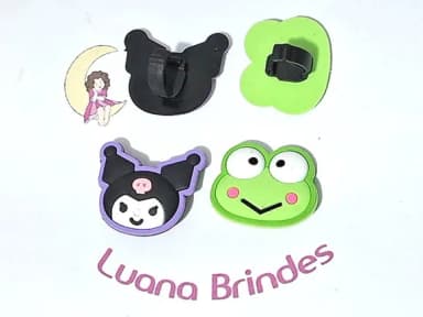 Pins para Cadarço Keroppi e Kuromi Emborrachado 10 Unidades