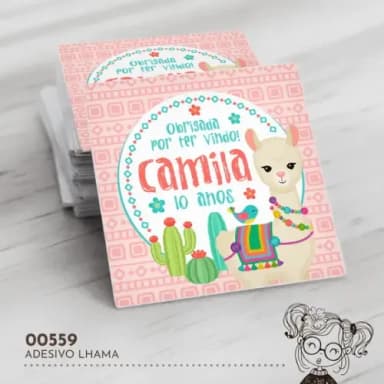 Adesivo Quadrado Lhama - 00559