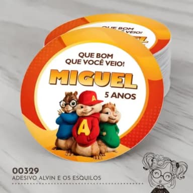 Adesivo Redondo Alvin e os Esquilos - 00329
