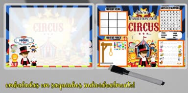 Lousa Magica Infantil  com Atividades Personalizada do Circo Mágico