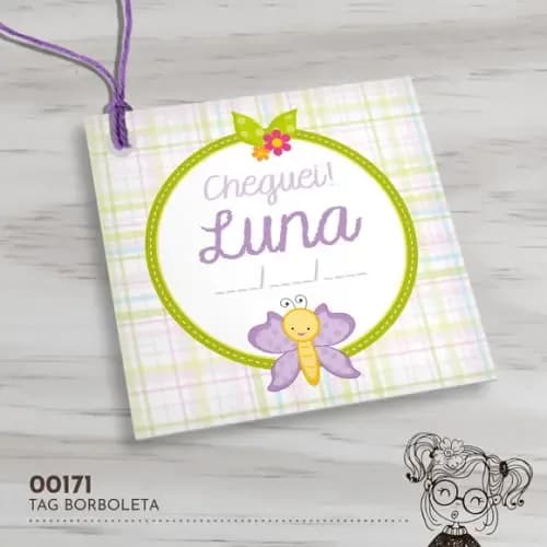 Tag Quadrada Borboletinha - 00171