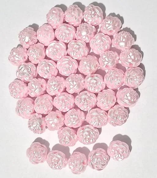 Pérola Flor Rosa 12mm - Pct com 50 Unidades