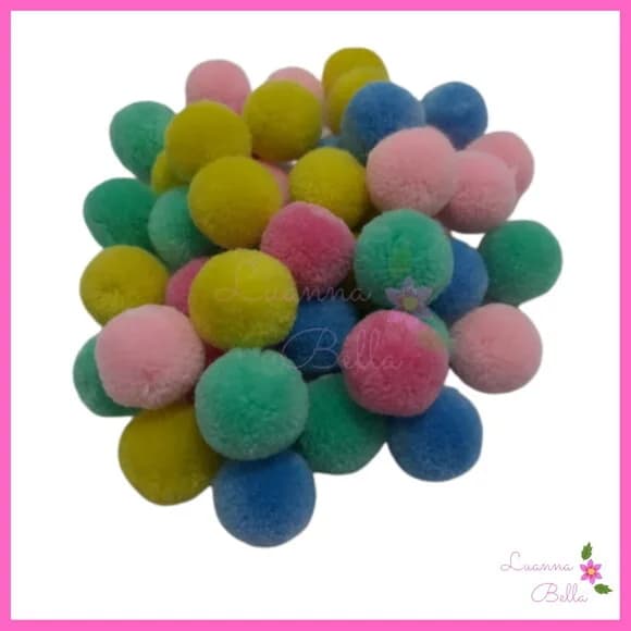 Pompom de Fio Sintético Varias cores -Pct c/50 Unds