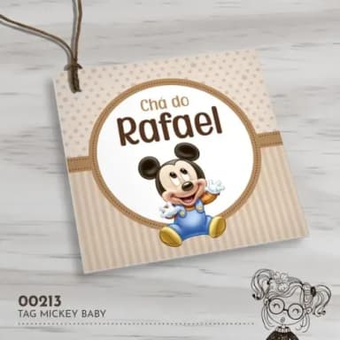 Tag Quadrada Mickey Baby - 00213