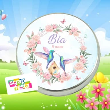 Latinha Personalizada Jardim Encantado Beija Flor Aquarela
