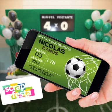 Convite Arte Digital Personalizado Festa Futebol