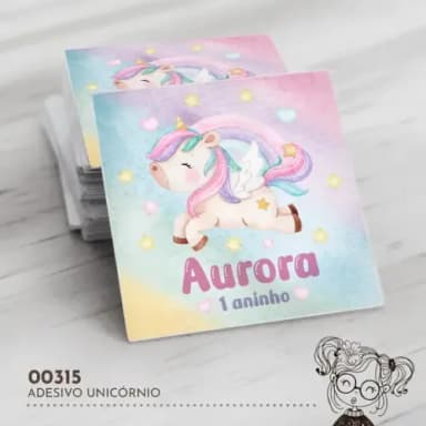Adesivo Quadrado Unicórnio - 00315