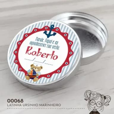 Latinha Adesivada Ursinho Marinheiro - 00068