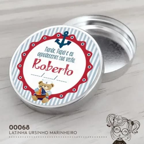 Latinha Adesivada Ursinho Marinheiro - 00068