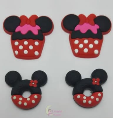 Apliques Cupcake e Rosquinha Minnie de borracha-pct c/6 unid
