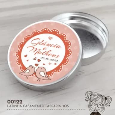 Latinha Adesivada Casamento Passarinhos - 00122