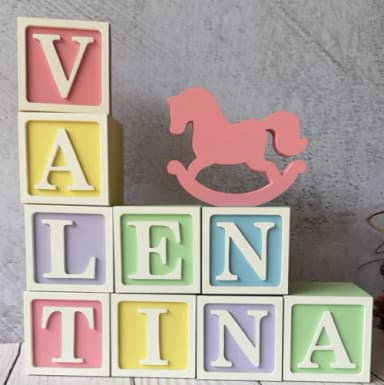 Cavalinho de Balanço + Cubos 6x6cm Ts Decoração Bebê