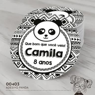 Adesivo Redondo Panda - 00403