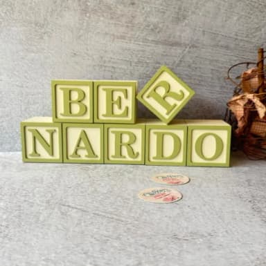 Nome com Moldura Cubos 6x6 Decoração Bebê e Criança