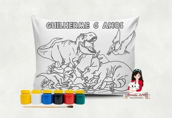 Almofada com Tinta para Colorir Dinossauros