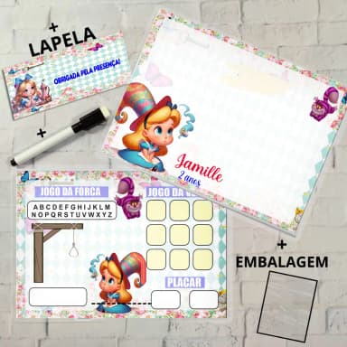 Lousa Magica Personalizada para lembrancinhas da Alice no Pais das Maravilhas