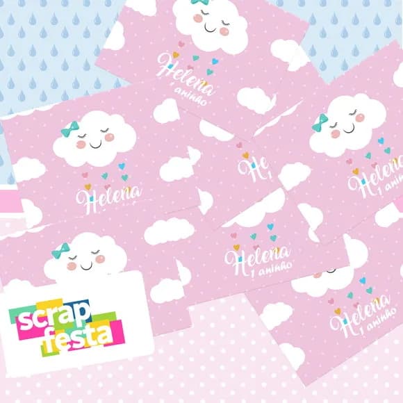 Adesivo Personalizado Retangular Festa Chuva de Amor