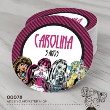 Adesivo Redondo Monster High - 00078