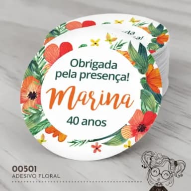 Adesivo Redondo Floral - 00501