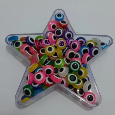 Olho Grego Colorido de Acrílico 10mm Pct 50 Unidades