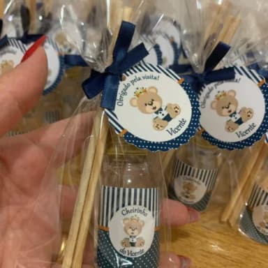 Lembrancinha Nascimento Aromatizador Urso Rei Azul marinho
