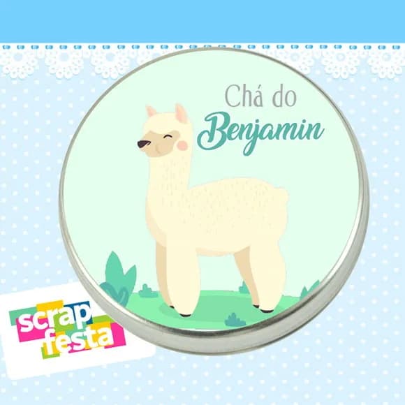 Lembrancinhas de Chá de Bebê Latinhas Lhama Baby