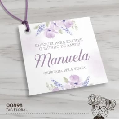 Tag Quadrada Floral - 00898