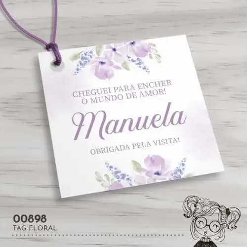 Tag Quadrada Floral - 00898