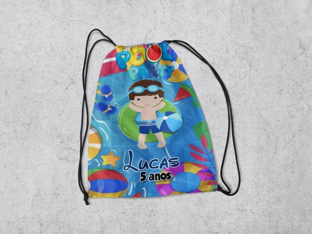 Mochilinha Personalizada para lembrancinhas Pool Party