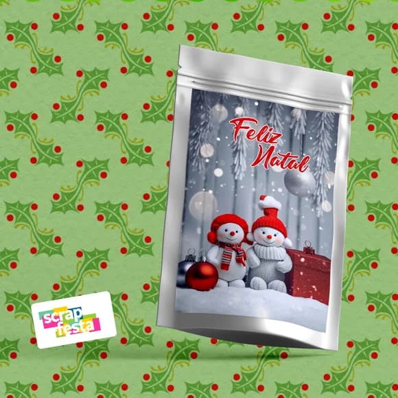 Saquinho Metalizado 14x20 Personalizado Festa Natal