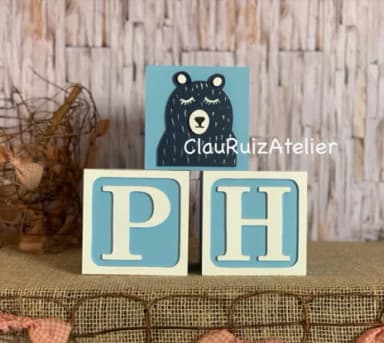 Urso Escandinavo - Cubos 10x10cm Ts Decoração Bebê