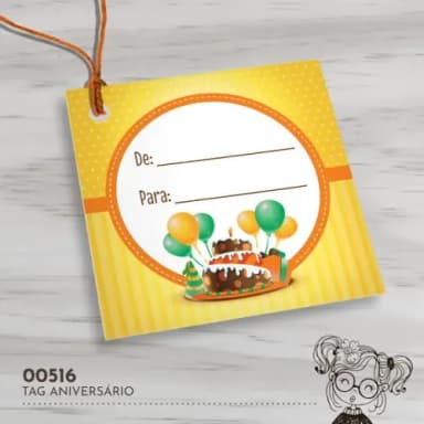 Tag Quadrada Feliz Aniversário - 00516
