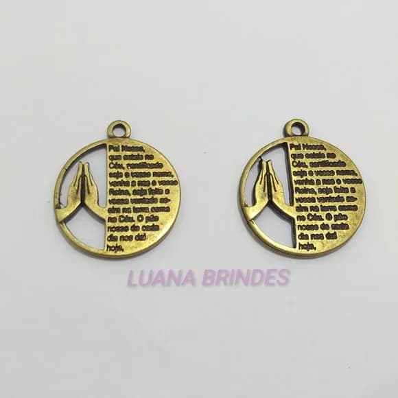 Medalhões de Oração em Metal Ouro Velho - 3 unidades