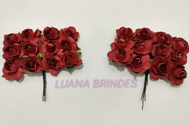 Buquês Flores de Papel Vermelho 2 Unidades 12 Flores Cada