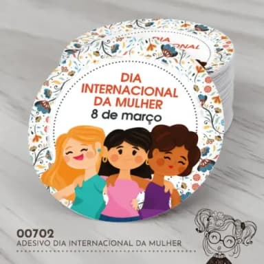 Adesivo Redondo Dia Internacional da Mulher - 00702