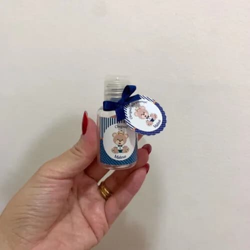 Álcool gel 70% Lembrancinha Maternidade Urso Rei