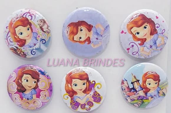 Bottons da Princesa Sofia - cartela com 6 unidades