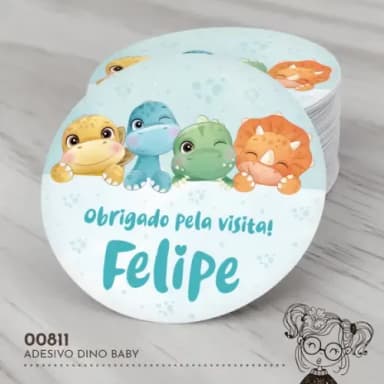 Adesivo Redondo Dino Baby - 00811