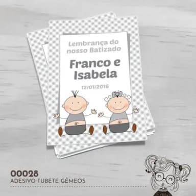 Adesivo Tubete Batizado Gêmeos - 00028