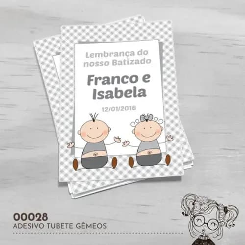 Adesivo Tubete Batizado Gêmeos - 00028