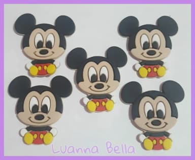 Aplique Mickey Sentadinho de borracha - pct c/6 unid